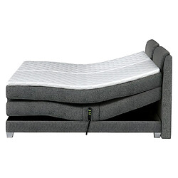 Avis Vente-Unique Ensemble complet boxspring tête de lit + sommiers relaxation électrique + matelas + surmatelas - 2 x 80 x 200 cm - Tissu - Gris clair - CASTEL de PALACIO