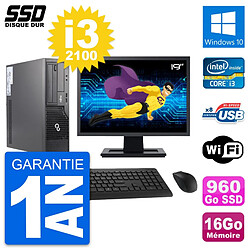 PC Fujitsu E500 E85+ DT Ecran 19" i3-2100 RAM 16Go SSD 960Go Windows 10 Wifi · Occasion 