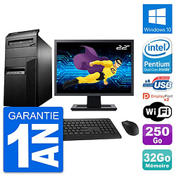 PC Tour Lenovo M93p Ecran 22" Intel G3220 RAM 32Go Disque 250Go Windows 10 Wifi - Occasion