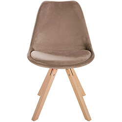 Decoshop26 Chaise de salle à manger x1 style scandinave en velours marron pieds en bois clair 10_0001475