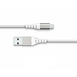 Force Power Câble Renforcé USB A/micro USB 1,2m - 2.1A Blanc 