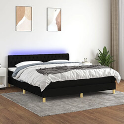 vidaXL Sommier à lattes de lit avec matelas LED Noir 180x200 cm Tissu