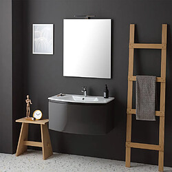 Kiamami Valentina ARMOIRE DE TOILETTE SUSPENDUE COURBE 82 CM GRIS ANTHRACITE BRILLANT | RIVA 