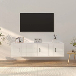 Maison Chic Ensemble de meubles TV 3 pcs pour salon - Blanc brillant Bois d'ingénierie -MN64404