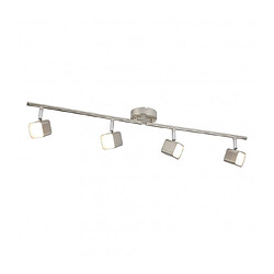 Searchlight Plafonnier Quad, argent satiné, 4 ampoules Matèriau : Argent satinéHauteur en Cm : 14Largeur en Cm : 79Profondeur en Cm : 9Nombre d'ampoules : 4Type d'ampoules : LEDPuissance : 4WAmpoules incluses : Ou