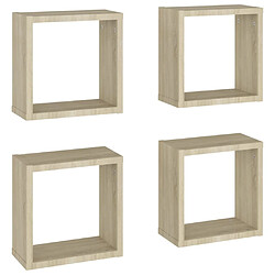 vidaXL Étagères cube murales 4 pcs Chêne sonoma 30x15x30 cm