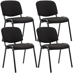 Decoshop26 Lot de 4 chaises visiteur empilable zone d'attente en tissu noir piètement à 4 pieds en métal noir 10_0003196