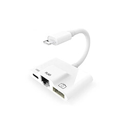 YP Select 3 en 1 adaptateur réseau filaire LAN Ethernet Rj45 pour Iphone Ipad blanc 