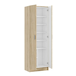 Armoire avec 2 portes coloris Chêne canadian - Dim : 180 x 58,5 x 37 cm -PEGANE