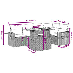 Avis vidaXL Salon de jardin avec coussins 6 pcs beige résine tressée