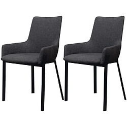 vidaXL Chaises à manger lot de 2 gris foncé tissu 