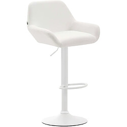 Decoshop26 Lot de 2 tabourets de bar repose-pieds en forme d'arc en métal blanc assise en PVC blanc 10_0004027