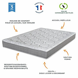 Ebac Matelas 140x190 Remat - Ressorts - Hauteur 23 cm - Soutien ferme