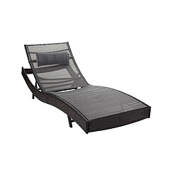 Acheter Mendler Chaise longue Savannah, polyrotin, bain de soleil ~ marron chiné, enveloppe gris