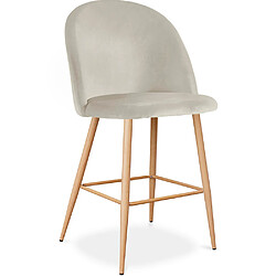 ICONIK INTERIOR Tabouret tapissé en velours - Design scandinave - 63cm - Evelyne Gris clair 