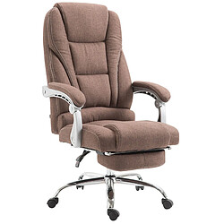 Decoshop26 Fauteuil de bureau sur roulettes avec repose-pieds et hauteur ajustable pivotant en tissu marron 10_0002586 