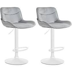 Non Lot de 2 tabourets de bar Vonore velours blanc 