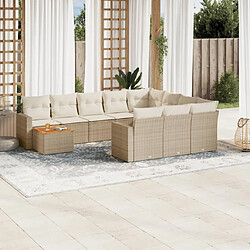 vidaXL Salon de jardin 11 pcs avec coussins beige résine tressée 