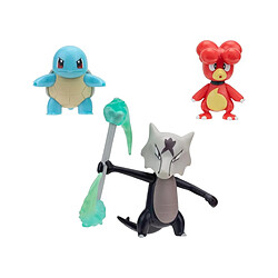 Jazwares Pokémon - Pack 3 figurines Battle Figure Set Magby, Carapuce 4, Alolan Ossatueur 5 cm 