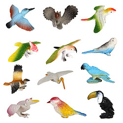 12pcs Modèle Oiseaux Multi-couleur Plastique Jouet Enfant Cadeau Maison Ornement