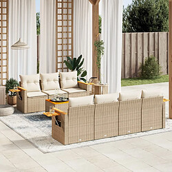 vidaXL Salon de jardin avec coussins 8 pcs beige résine tressée 