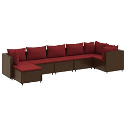 vidaXL Salon de jardin avec coussins 7 pcs marron résine tressée