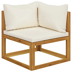 vidaXL Canapé d'angle sectionnel et coussin blanc crème Bois d'acacia 