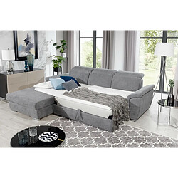 Avis VENESETTI Canapé d'angle convertible en tissu Luxe, gris, 5 places, angle gauche (vu de face) , TRESOR