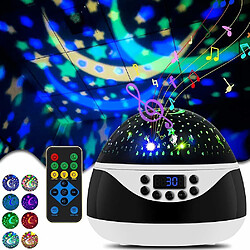 Universal Lumière de nuit Projecteur étoilé, Lumière de musique pour bébés 360 ° Rotation Lumière étoile LED Projecteur étoile ciel avec 8 projections de lumière couleur avec télécommande et minuteur pour bébés et enfants, (noir)