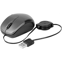 DACOMEX mini souris noire à cordon usb rétractable 