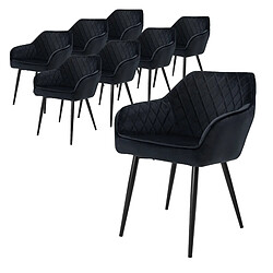 ML-Design Lot de 8x chaises de salle à manger rembourrée en velours fauteuils salon noir