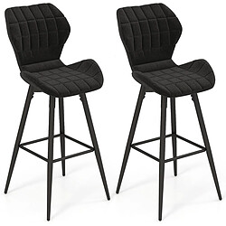 Helloshop26 Lot de 2 chaises tabourets de bar chaises hautes rembourrées repose-pieds chaises de cuisine moderne en métal noir 20_0008732 