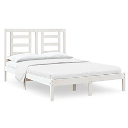 Maison Chic Lit Moderne Chambre - Cadre/structure de lit pour adulte Blanc Bois massif 120x190 cm Petit Double -MN69527