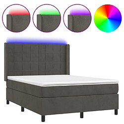 vidaXL Sommier à lattes de lit matelas et LED Gris foncé 140x200 cm