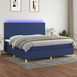 vidaXL Sommier à lattes de lit et matelas et LED Bleu 200x200 cm Tissu