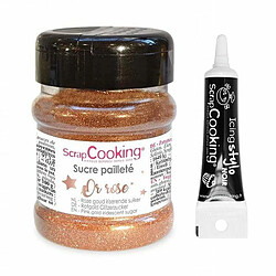 Scrapcooking Sucre pailleté or rose 160 g + Stylo de glaçage noir 