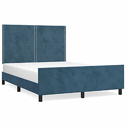 Maison Chic Cadre/structure de lit avec tête de lit pour adulte - Lit Moderne Chambre Bleu foncé 140x190 cm Velours -MN22502