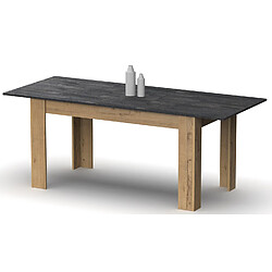 Pegane Table à manger extensible en aggloméré et mélamine chêne effet marbre - Longueur 140-195 x Profondeur 80 x Hauteur 77 cm