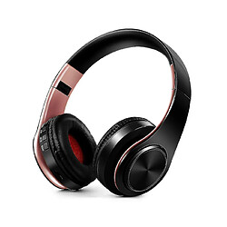 Universal Casque Bluetooth pliant Bluetooth sans fil (or rose noir) 