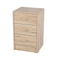 Mes Chevet 3 tiroirs 38x34x60 cm décor chêne clair - NORTH ARMOIRE DE BUREAU ARMOIRE DE RANGEMENT COMMODE MEUBLE DE RANGEMENT MEUBLE CHEVET 3 TIROIRS 38X34XH60CM+Bois clair