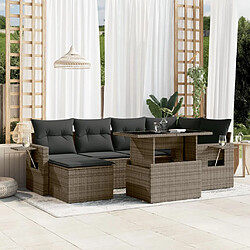 vidaXL Salon de jardin avec coussins 7 pcs gris résine tressée 