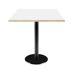 Restootab Table 70x70cm - modèle Rome blanc avec chants bois