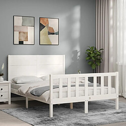 Avis Maison Chic Cadre/structure de lit avec tête de lit pour adulte - Lit Moderne Chambre blanc 120x200 cm bois massif -MN31152