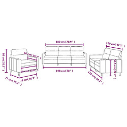 vidaXL Ensemble de canapés 3 pcs avec coussins Jaune clair Tissu pas cher