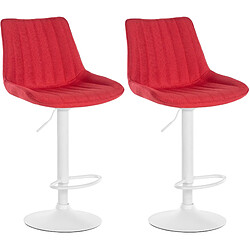 Non Lot de 2 tabourets de bar Toni tissu blanc