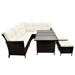 Acheter vidaXL Salon de jardin 4 pcs avec coussins Résine tressée Marron