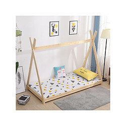 Mes Lit enfant tipi 90x190 cm en pin naturel avec sommier