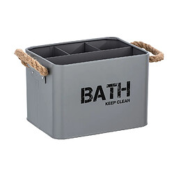 WENKO Boîte de rangement compartimentée salle de bain Gara - L. 19 x H. 12 cm - Gris