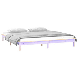 Avis Maison Chic Lit adulte - Cadre de lit à LED,Structure du lit Contemporain 135x190 cm double bois massif -MN36554