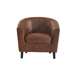 Vente-Unique Fauteuil cabriolet en microfibre vieillie marron CRISTOBAL II